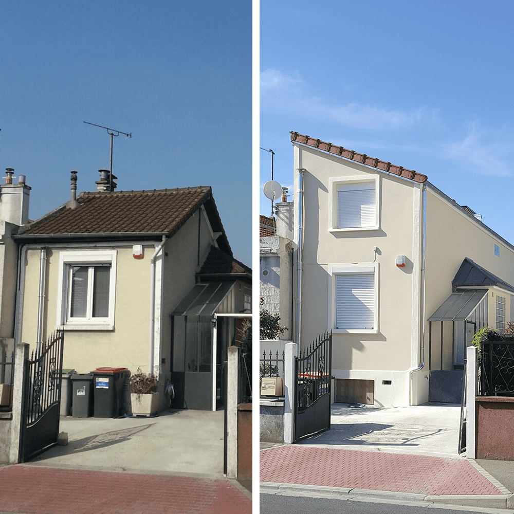 Avant/après de la rénovation d’un atelier avec reprise du sol et des murs par Oliveira